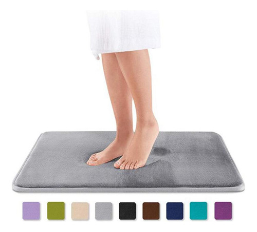Alfombra De Baño De Terciopelo Absorbente Gris 40x60cm
