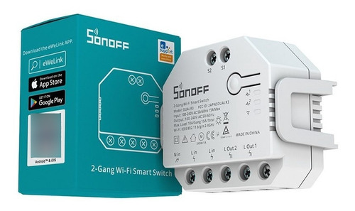 Interruptor Inteligente Dual R3 Wifi Sonoff Domotica Alexa