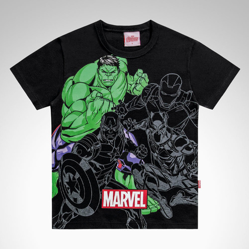 Camiseta Avengers Infantil Manga Curta Fakini 02570 Tm 4à 10
