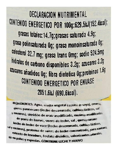 Salsa Para Pasta Estilo Alfredo RagĂș 453 G