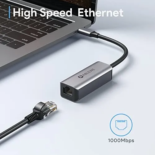 Adaptador Usb C A Ethernet, Ablewe Tipo-c A Rj45 Gigabit Eth