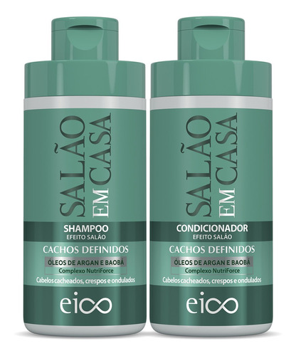 Eico Shampoo Hidratação 450ml E Condicionador Leave-in 400ml Salão Em Casa Cachos Definidos Óleos Argan Cacheado Crespos E Ondulados