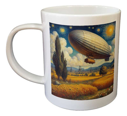 Taza Plastico Zeppelin Estilo Van Gogh Dibujo Cielo