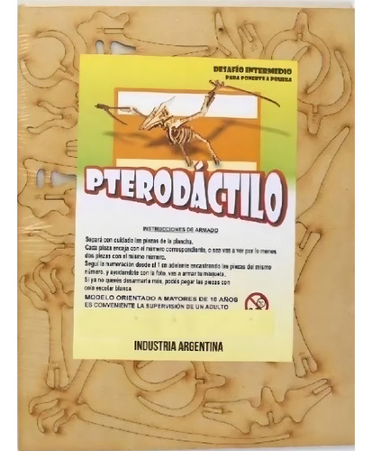 Puzzle 3d Dinosaurio Pterodactilo Madera Corte Laser
