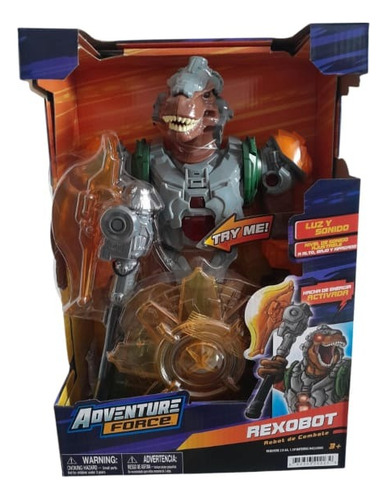 Rexobot Robot De Combate Con Luz Y Sonido Adventure Force Rexobot Plateado