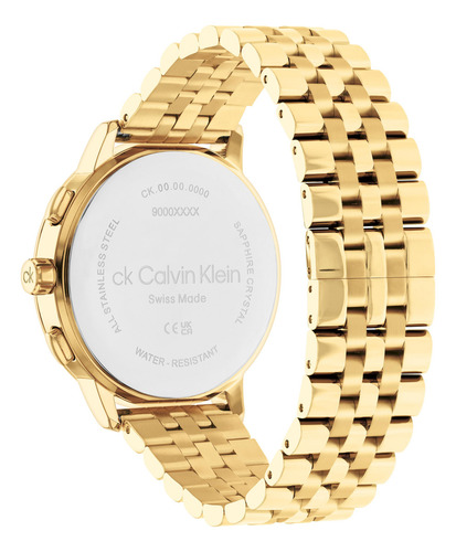 Reloj Calvin Klein Swiss Chrono Hombre 25000037 Dorado Fondo Negro