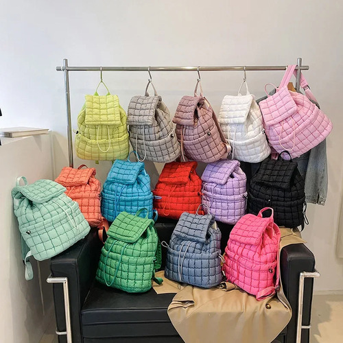Mochila De Plumón Para Mujer Con Diseño A Cuadros