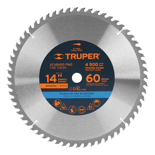 Disco Para Sierra De Mesa 14  60 Dientes Truper 18323