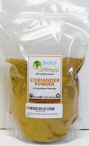 Indus Organics Coriandro Semillas En Polvo, 1 Lb Bolsa, Grad