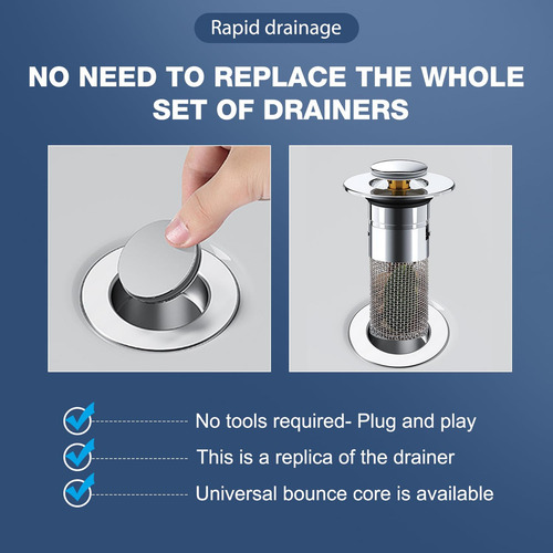 2 Tapones Para Fregadero De Baño, Filtro De Drenaje