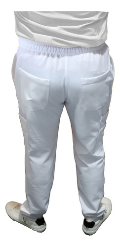 Uniforme Clinico Scrub Strech Repelente A Liquidos Hombre Blanco Lisa Gd