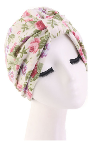 Gorro Turbante De Estilo Nacional Beige Con Forro De Satén