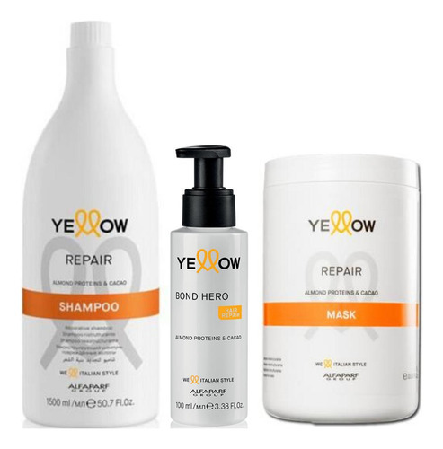  Kit Profissional Yellow Repair Shampoo Másc Fluido Bond Hero