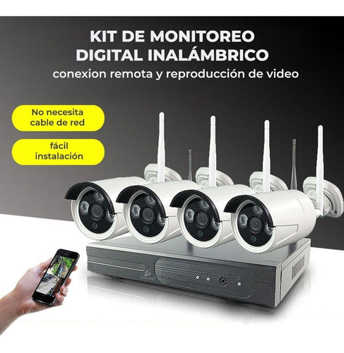 Imagen 1 de 10 de Kit De 4 Camaras Inalambricas Con Dvr Exterior Web26 + 1tb