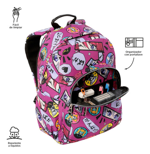 Totto Combo Mochila Y Lonchera - Set Kit Escolar Acuarela Chicas Anime