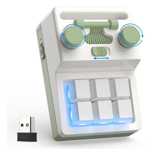 6 Tecla 2 Knob De Macro Receptor Programable 400mah Keyboard