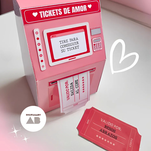 Kit Para Imprimir Maquina De Tickets Cupones De Amor Armar