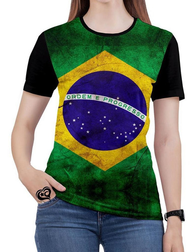 Camiseta Da Bandeira Brasil Feminina Blusa