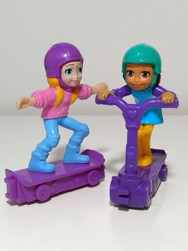Muñecas Polly Poket Skater Y En Monopatin X 2 (Usado)