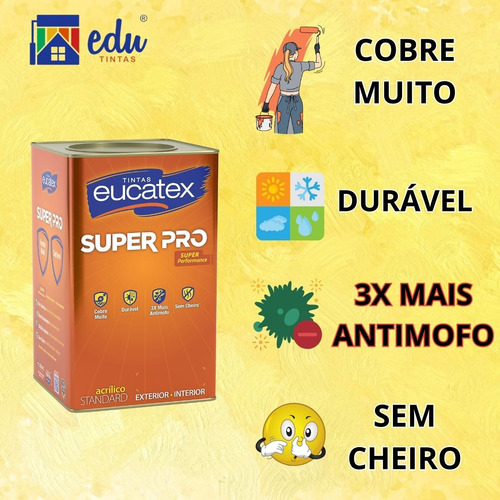 Tinta Super Pro 3 X Mais Antimofo Fosco Acrílico Cores 1 8 L