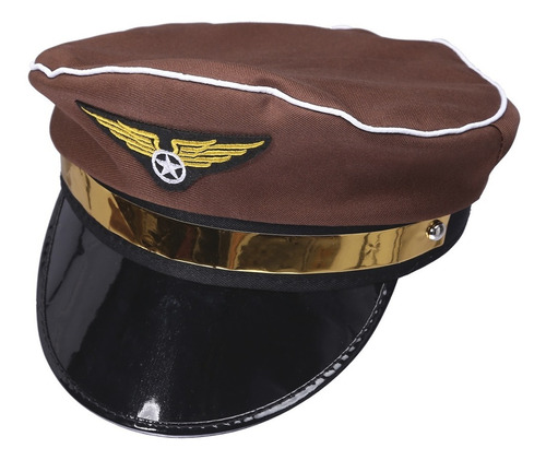 Sombrero Gorra Piloto Aviador Capitan Marron Cotillon