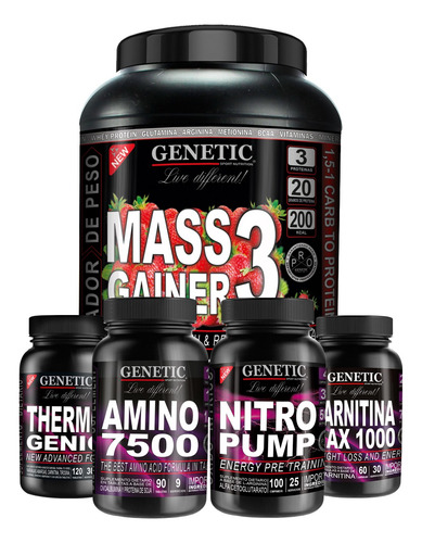 Aumento Muscular Magro Gainer 9 Aminoacidos Quemador Genetic