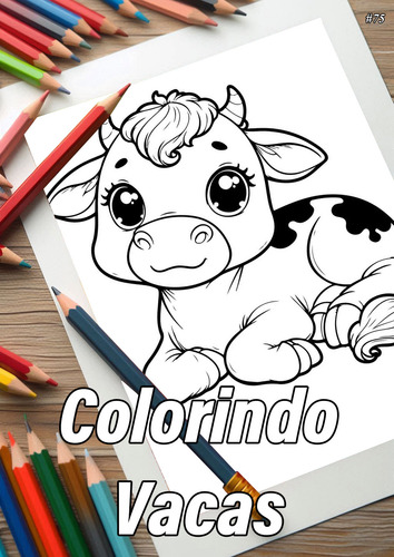 Caderno A4 Com 50 Desenhos Para Colorir Vacas #75