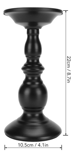 Portavelas Pillar, De Metal Negro, Color Óxido Pulido