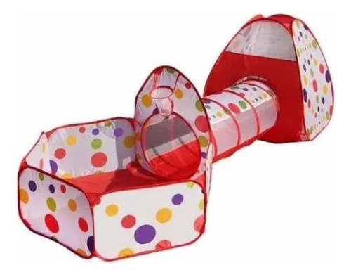 Tunel Carpa Pisicna De Pelotas Red Polka 3 En 1