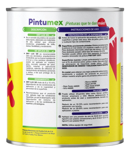 Pintumex, Dry Lux, Esmalte Base Aceite, Secado Rápido 4 Lts Verde Orgánico Brillante