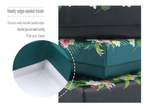 Imagen 3 de 6 de Una Caja De Regalo Para Joyas Color Verde Floral 7x9cm