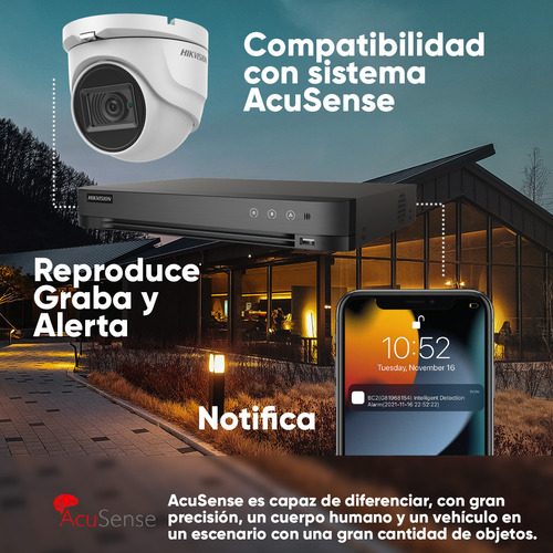 Hikvision Kit De 4 Cámaras De Seguridad Metálicas Eyeball Turbohd 4k 8mp Exterior Ip67 + + Dvr 8mp 4 Canales Turbohd + 4 Canales Ip + 1tb Hdd Modelo Ids2ce76u0t-plus+1tb
