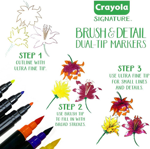 Imagen 7 de 8 de 16 Marcadores Crayola Signature Brush & Detail Dual Tip