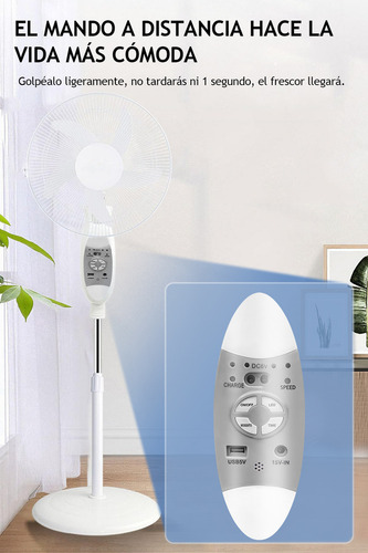 16'' Ventilador Solar Recargable Silencioso Con 5 Palas De Plástico Color Blanco Estructura Color Blanco, 42cm De Diámetro