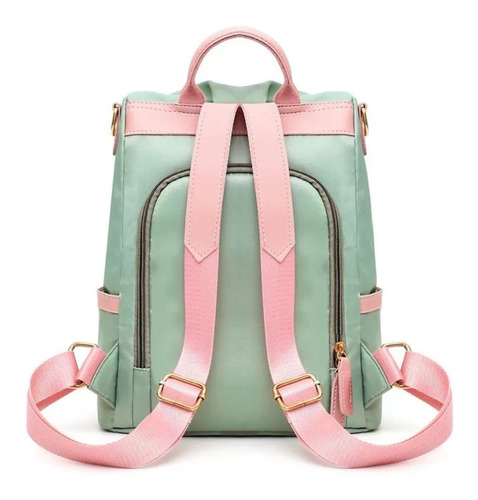Imagen 6 de 6 de Mochila Mujer Moda Impermeable Antirrobo Backpack Verde Agua