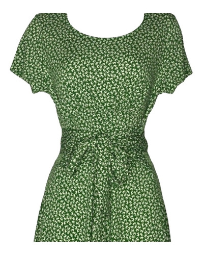 Vestido De Manga Corta Verde Flocado De Nwt Leota Para Mujer