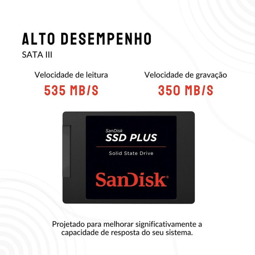 Hd Ssd Sandisk Plus 1tb 2 5' 3.0 Disco Solido 535mb Preto
