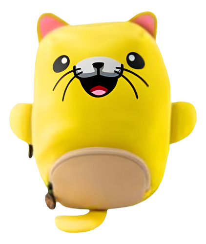 Mochila Infantil De Costa Bichinhos Zoo Animais Gato Cor Amarelo Desenho Do Tecido Liso