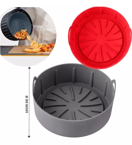 Forma Silicone Flexível Para Air Fryer, Forno E Micro-ondas Com Alca  redonda