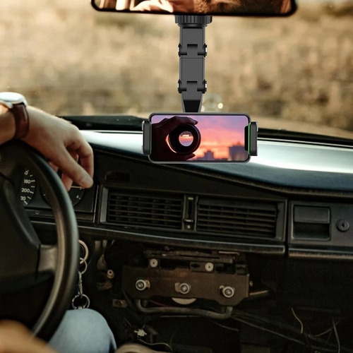 Imagen 6 de 10 de Soporte Celular Espejo Retrovisor Auto Giro 360 Grados