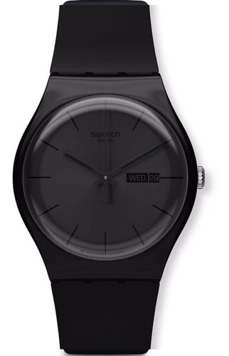 Reloj Swatch Todo Negro Malla De Caucho Black Rebel Suob702