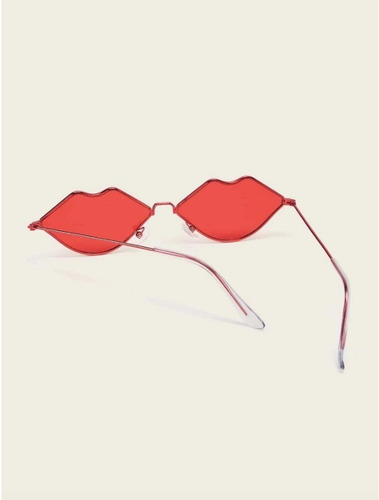 Gafas De Sol Importadas Anteojos Rojos Formas Labios Zaful Lente Rojo Armazón Rojo