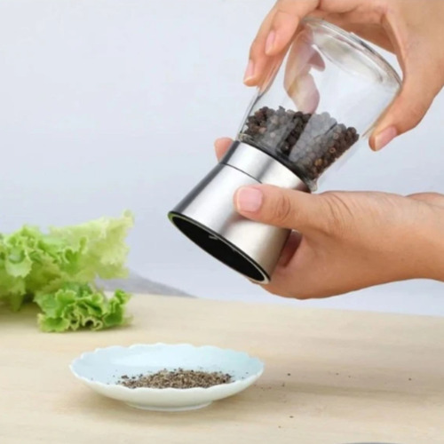 Yab - Moedor Manual Pimenta Sal Grosso Temperos Especiarias Em Inox Cerâmica E Vidro Gourmet P/ Cozinha Premium