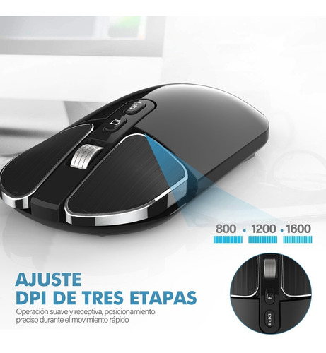 Imagen 4 de 7 de Ratón Inalámbrico Silencioso Usb Recargable Bluetooth Mouse