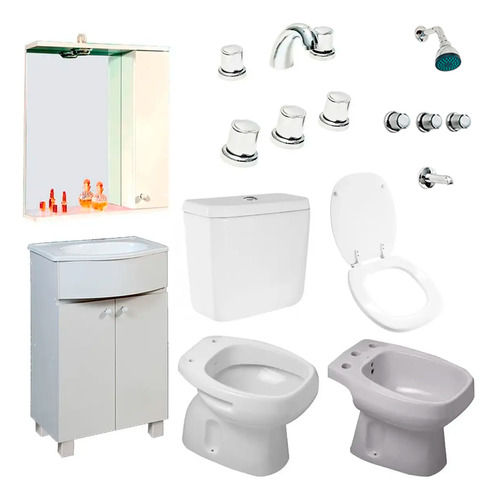 Juego De Baño Completo Griferia Inodoro Vanitory C115 Eg