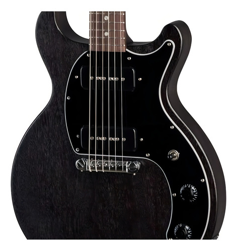 Guitarra elétrica Gibson Modern Collection Les Paul Special Tribute DC de mogno worn ebony laca nitrocelulósica acetinada com diapasão de pau-rosa