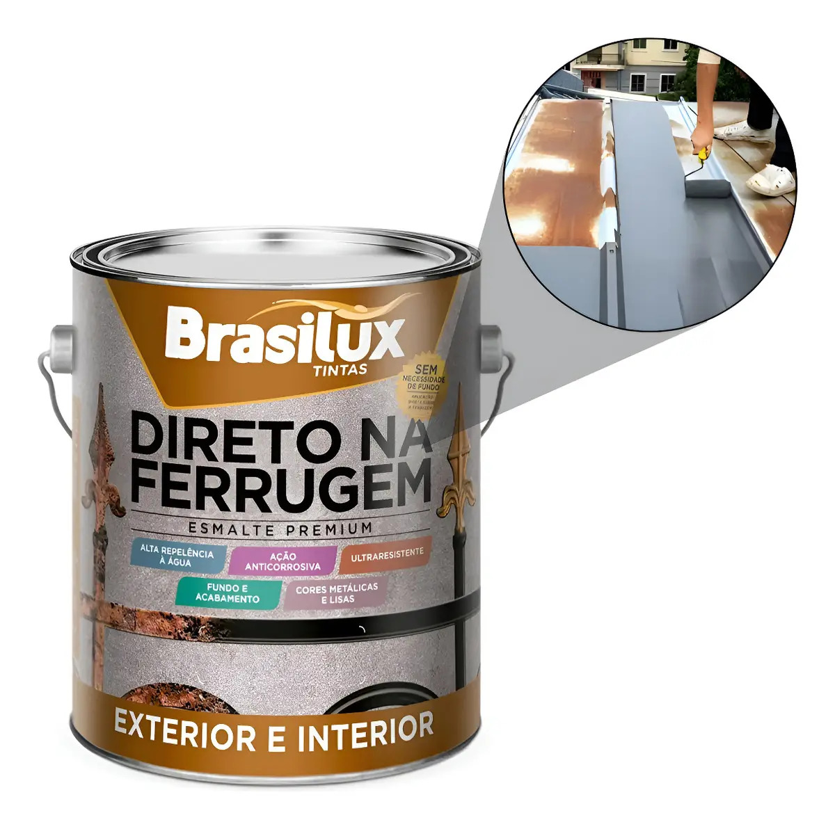 Tinta Direto Na Ferrugem 3,6l Brasilux - Cores Cor Cinza-escuro