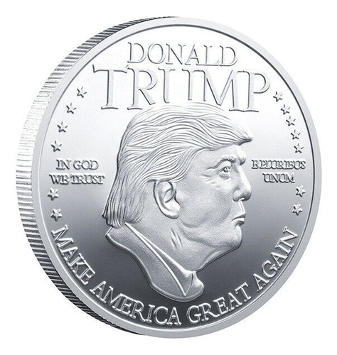 Medalha Comemorativa Donald Trump Prateada Com Assinatura