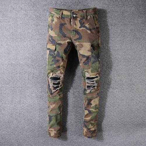 Pantalones Vaqueros Ajustados Con Estampado De Camuflaje Par