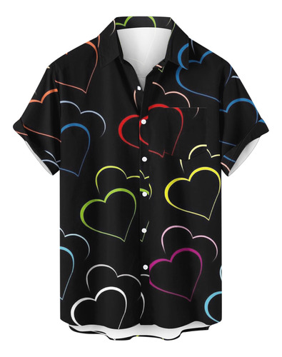 Camisa Con Bolsillo Estampada Para El Día De San Valentín Pa